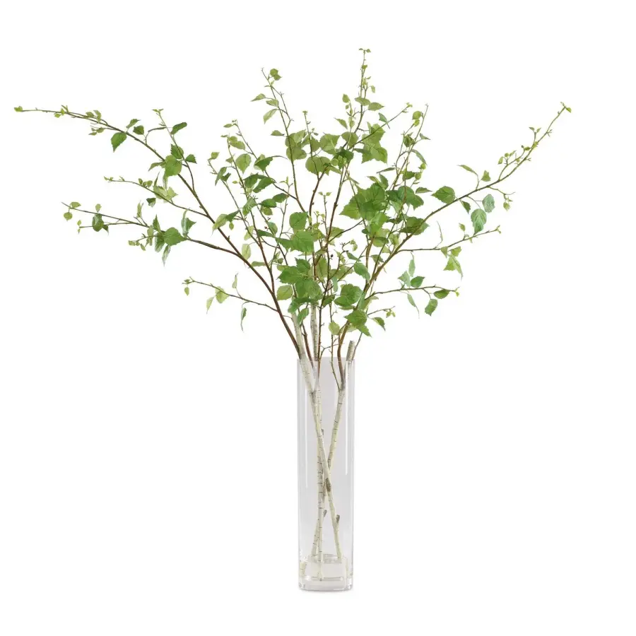 Nigra River Birch Branch Centerpiece with Glass Vase