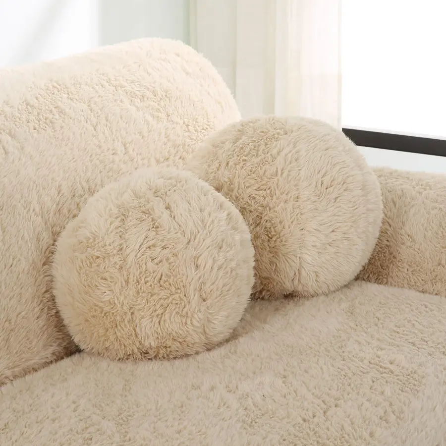 Abide Faux Sheepskin Pillows, Set of 2 in Caramel