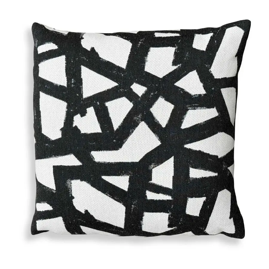 Draft Cream Abstract Throw Pillow with Sunbrella Fabric