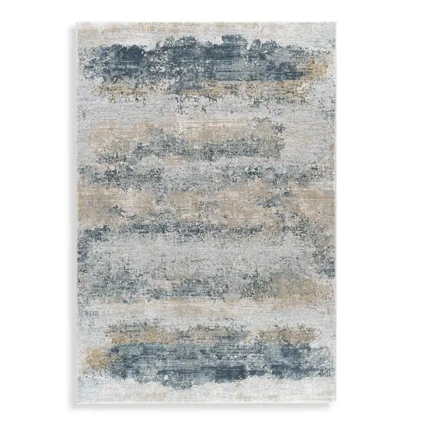 A machine-woven polyester rug in a soothing multi-tone abstract palette. Durable construction suits everyday living spaces, though it's indoor use only.