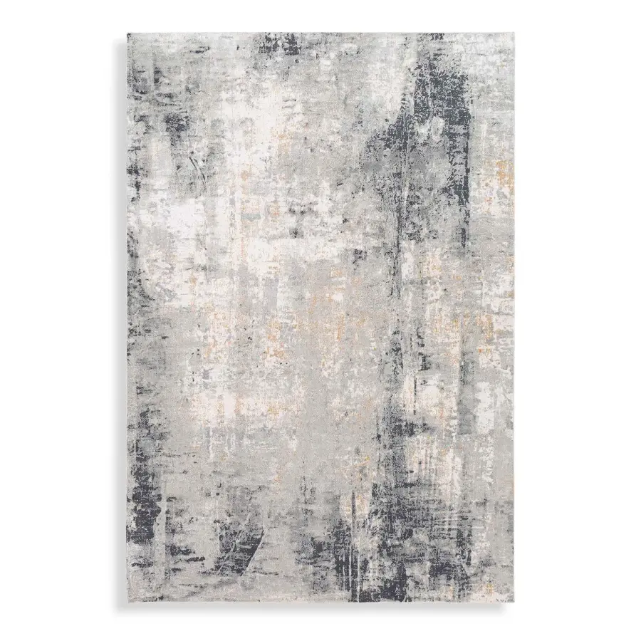 Paoli Abstract Machine-Woven Area Rug in Light Gray, Mustard & Charcoal