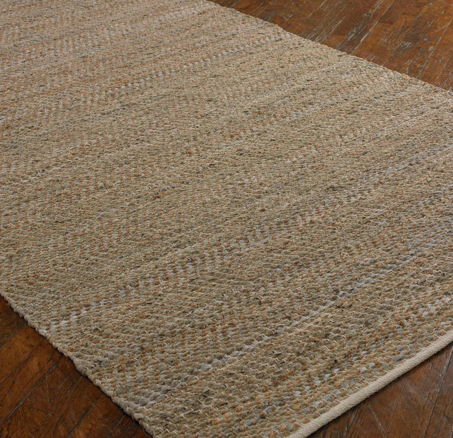 Tobais Beige And Gray Leather/Hemp Rug - 5x8