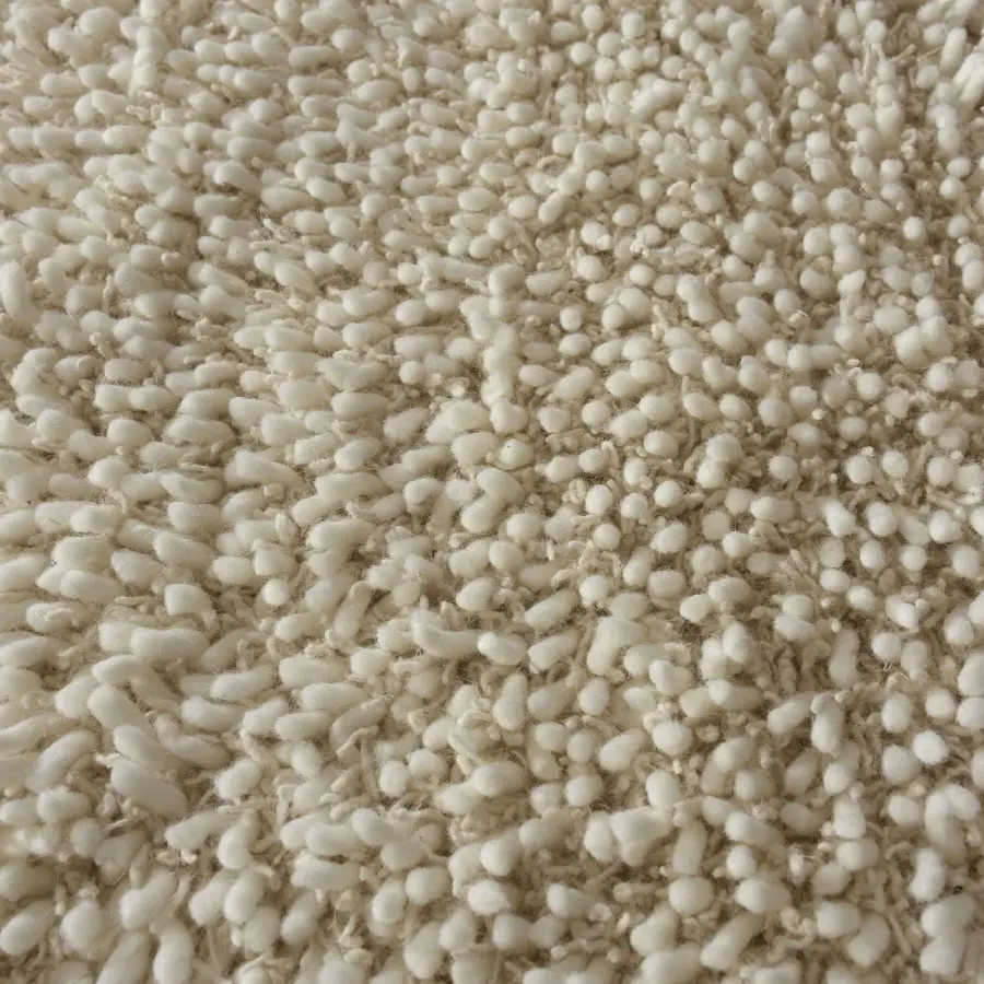 Caramont Hand-Woven Wool Shag Rug in Ivory