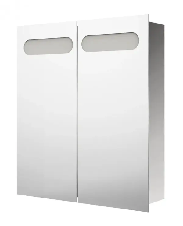 This polished chrome bathroom cabinet combines reflective mirror doors with practical storage, offering a contemporary solution for organizing toiletries and essentials while maintaining a clean, modern aesthetic.