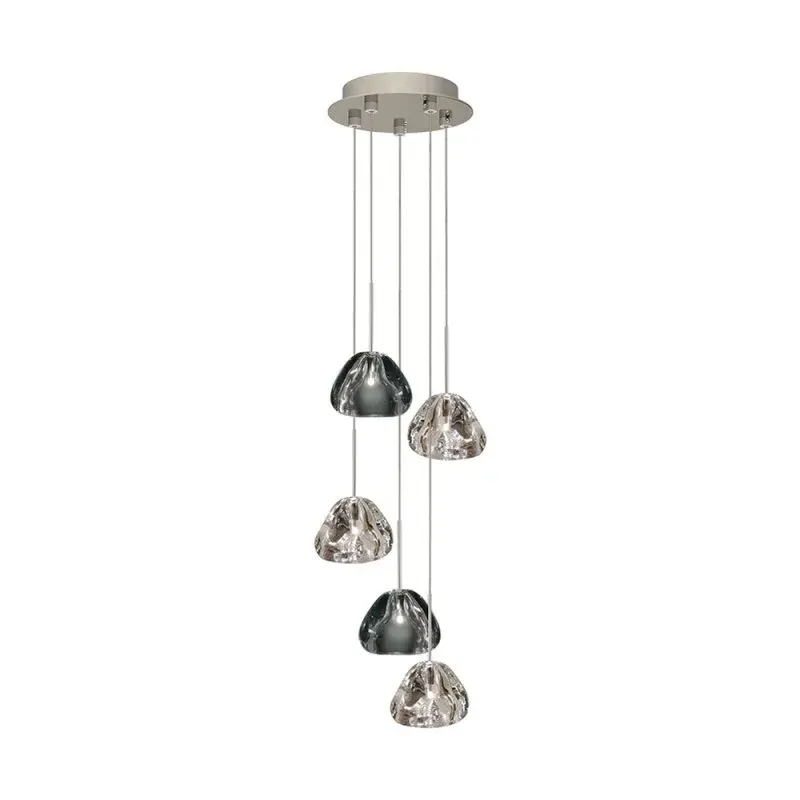 Contemporary 5-Light Chandelier with Sculptural Glass Design