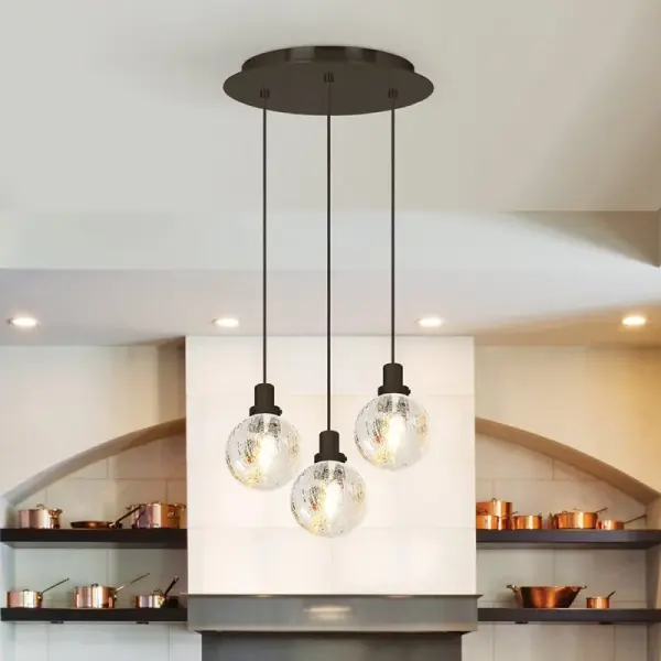 Crackle Globe 3-Light Chandelier