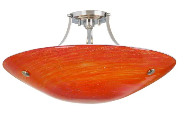 The Neptune semi-flush mount brings a vibrant pop of color with its red glass shade. At 5.5" in height, it's ideal for rooms with lower ceilings or where a subtle profile is needed while still making a design statement.