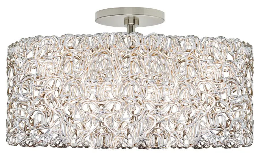 Sleek Silver Flush Mount with Contemporary Sparkle