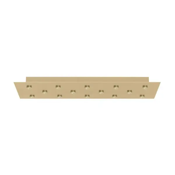 Professional-grade rectangular canopy system supporting up to 14 pendant lights. Available in 6 finish options including Brushed Brass, Black, Bronze, and Nickel variants. Perfect for creating dramatic lighting displays.