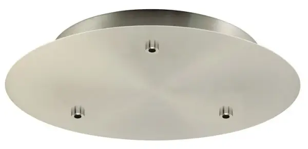 This three-light canopy provides a clean mounting solution for multi-pendant installations. Its compact 12-inch diameter accommodates standard junction boxes while supporting three separate light sources.