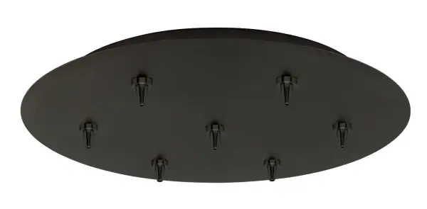 This canopy plate provides a clean mounting solution for seven pendant lights, ideal for creating dramatic lighting displays over dining tables, kitchen islands, or in commercial spaces. The 20-inch diameter offers ample coverage.