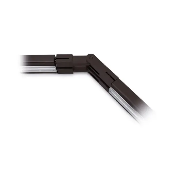 This adjustable connector enables flexible monorail track layouts with angle adjustments. Available in three finishes to match your system, it's essential for creating custom lighting paths around corners and obstacles.