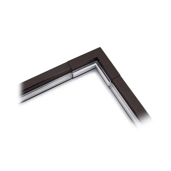 This L-connector enables 90-degree turns in monorail track systems, allowing flexible lighting layouts. Available in three finishes to match your track system perfectly.