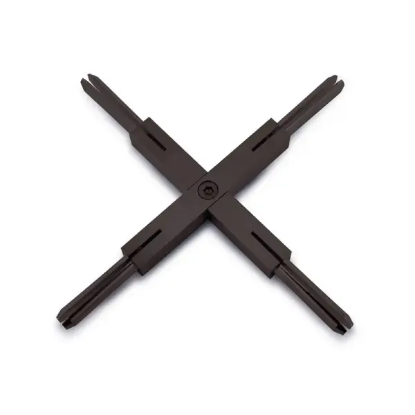 This X-connector enables creative four-way track intersections in monorail lighting systems. Available in three finishes to match your track, it's perfect for creating custom lighting layouts in any space.