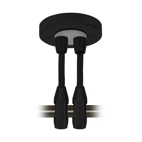 This compact 2.75" remote canopy provides dual power feed capability for monorail track systems, offering installation flexibility with three finish options to match any décor.