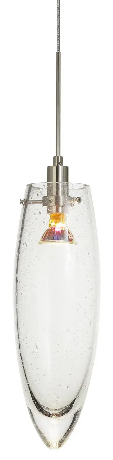 The Stalactite pendant features a distinctive organic glass form inspired by natural cave formations. Its compact 9-inch height makes it perfect for multiples over islands or as accent lighting in smaller spaces.