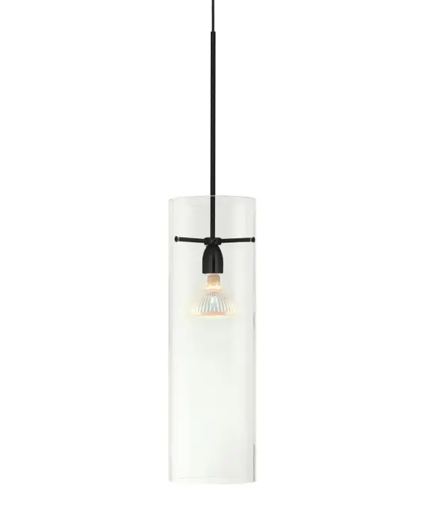 The PD154 Kitchen Pendant combines modern simplicity with functional design. Its clear glass shade and black finish create a timeless look that complements various kitchen styles while providing focused task lighting.