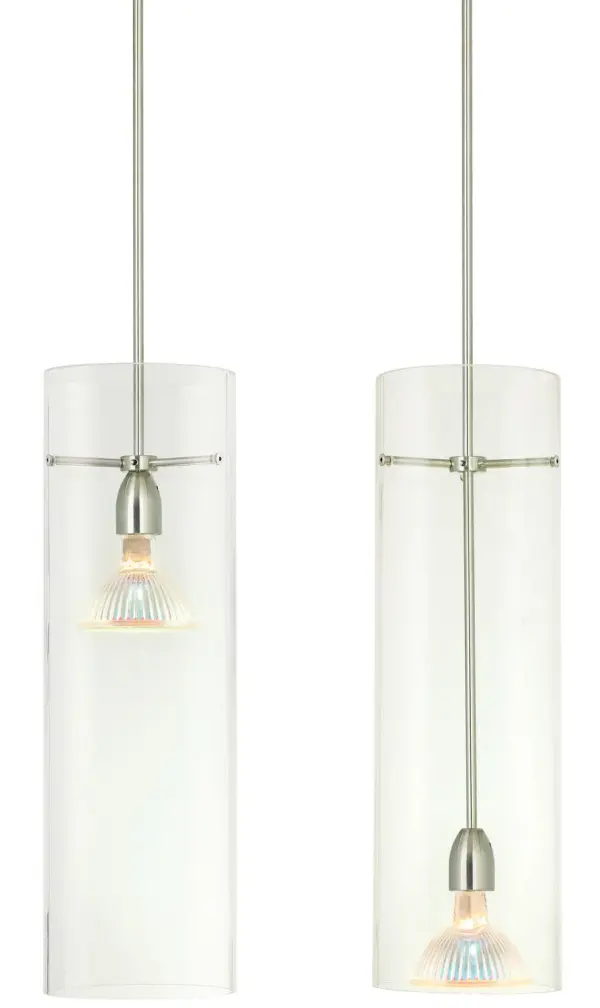 A compact clear glass pendant that brings simple, functional lighting to kitchen spaces. Its transparent design maintains visual openness while providing focused task lighting over islands and counters.