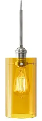 This compact cylinder pendant combines warm amber glass with polished nickel hardware for a refined retro aesthetic. The monopoint canopy allows for flexible installation, making it ideal for multiples over islands or as accent lighting.