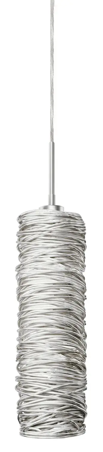 Dazzle Long Banded Cylinder Pendant - Silver