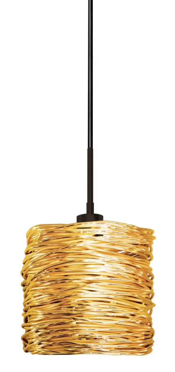 Compact Gold Coil Pendant Adds Sculptural Sparkle