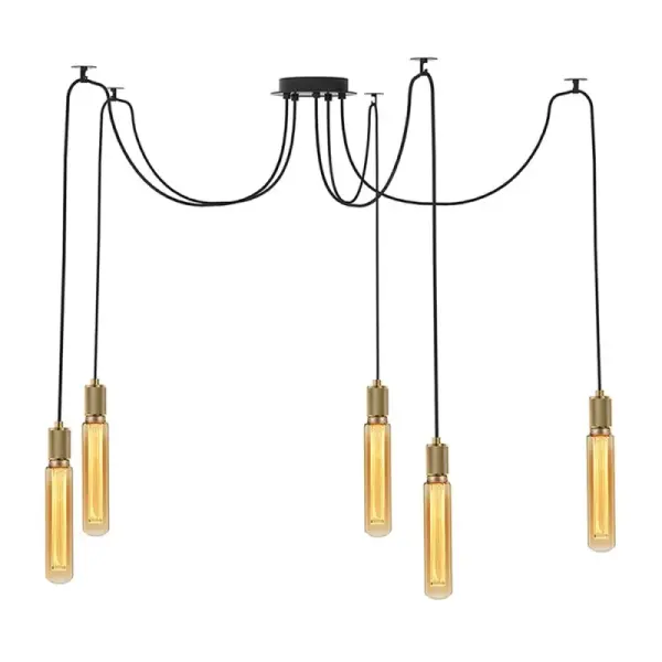 This multi-light swag pendant features a distinctive crosshatch pattern that creates beautiful light diffusion. The brushed brass finish adds warmth while the swag mounting offers flexible installation options without hardwiring.