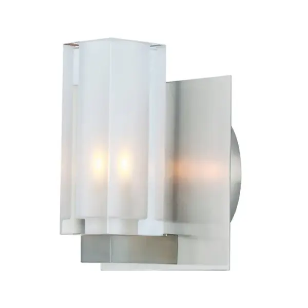 This sophisticated wall bracket combines clear crystal elements with a satin nickel finish, creating a refined lighting solution perfect for bathrooms, hallways, and intimate spaces seeking understated elegance.