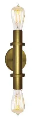 Wall Sconce Firenze Vintage Dual Satin Brass LED 8W Clear T10 2700K 700lm 300mm