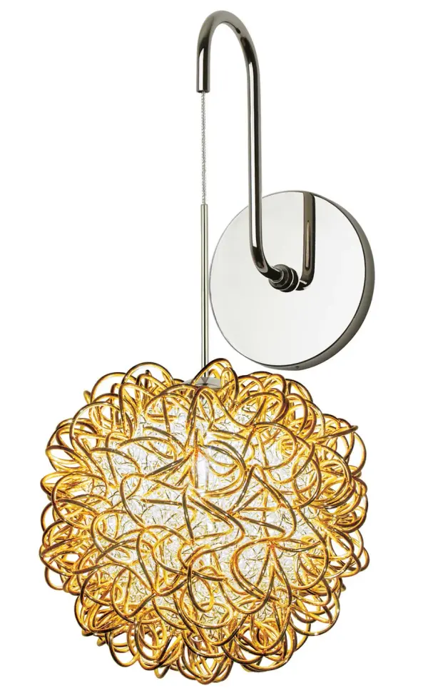 Sculptural Gold Wall Sconce with Distinctive Kurly Sphere Design