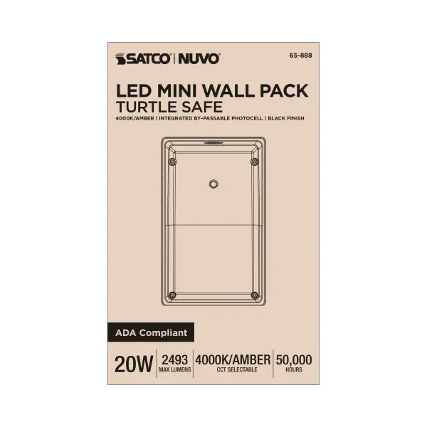 Turtle Safe Wall Pack - 20 Watt - 4000K CCT - Black Finish - Amber Light - Image 6