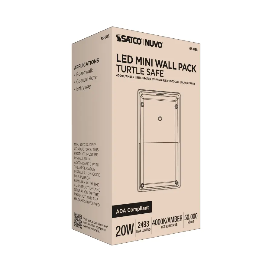 Turtle Safe Wall Pack - 20 Watt - 4000K CCT - Black Finish - Amber Light - Image 10