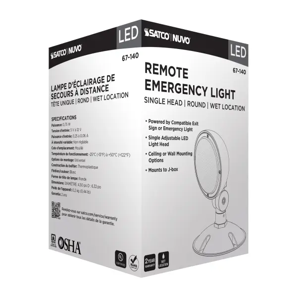 Remote Emergency Light - Weatherproof Low Power Single Head - 3-12V 0.75W - White Finish - Image 11