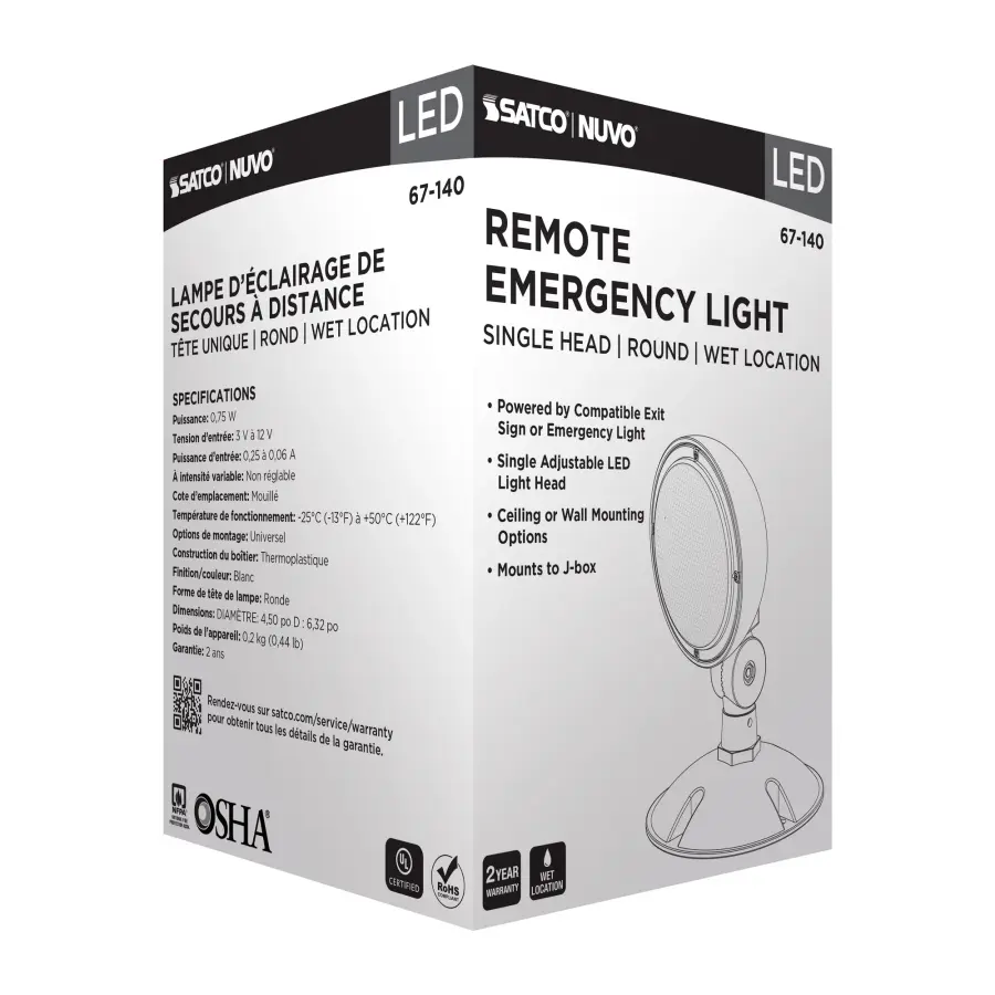 Remote Emergency Light - Weatherproof Low Power Single Head - 3-12V 0.75W - White Finish - Image 11