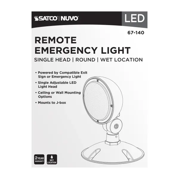 Remote Emergency Light - Weatherproof Low Power Single Head - 3-12V 0.75W - White Finish - Image 6