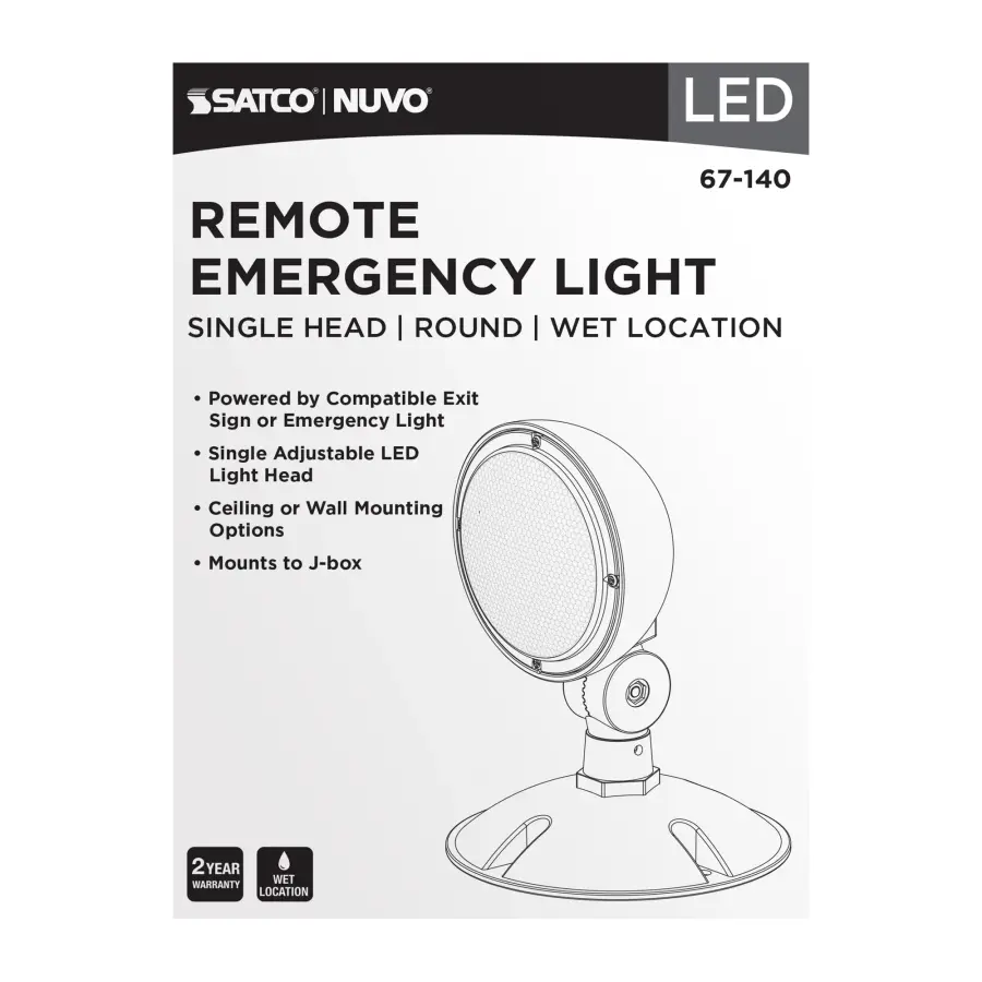 Remote Emergency Light - Weatherproof Low Power Single Head - 3-12V 0.75W - White Finish - Image 6