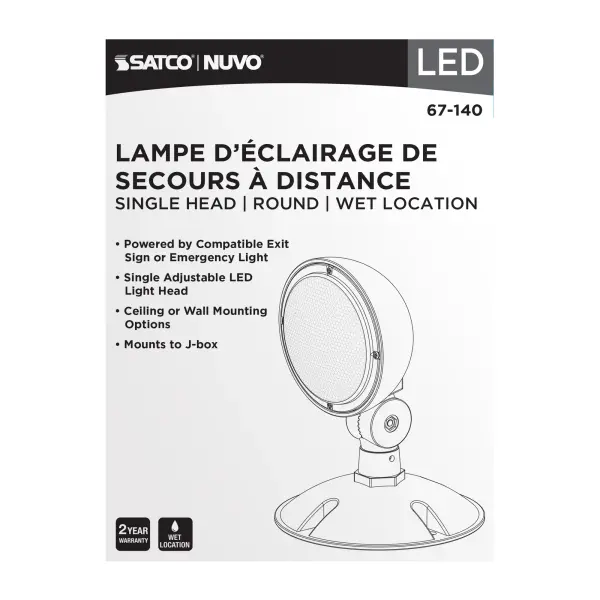 Remote Emergency Light - Weatherproof Low Power Single Head - 3-12V 0.75W - White Finish - Image 7