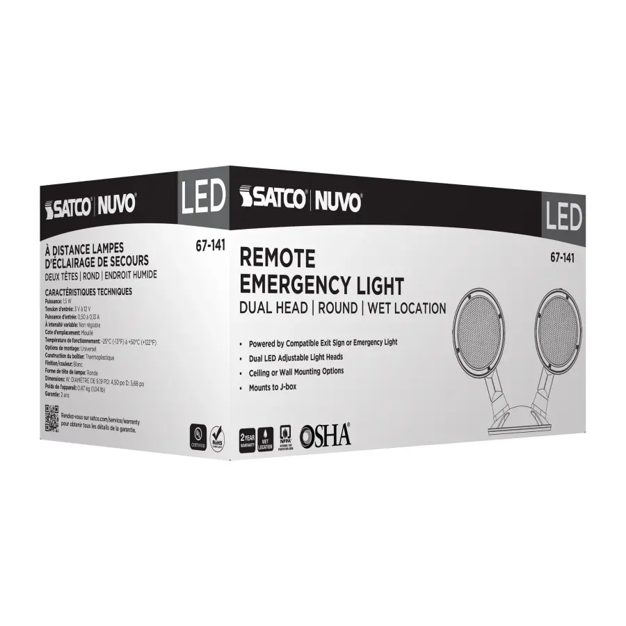 Remote Emergency Light - Weatherproof Low Power Dual Head - 3-12V 1.5W - White Finish - Image 11