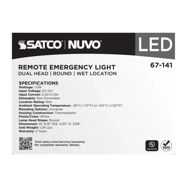 Remote Emergency Light - Weatherproof Low Power Dual Head - 3-12V 1.5W - White Finish - Image 8