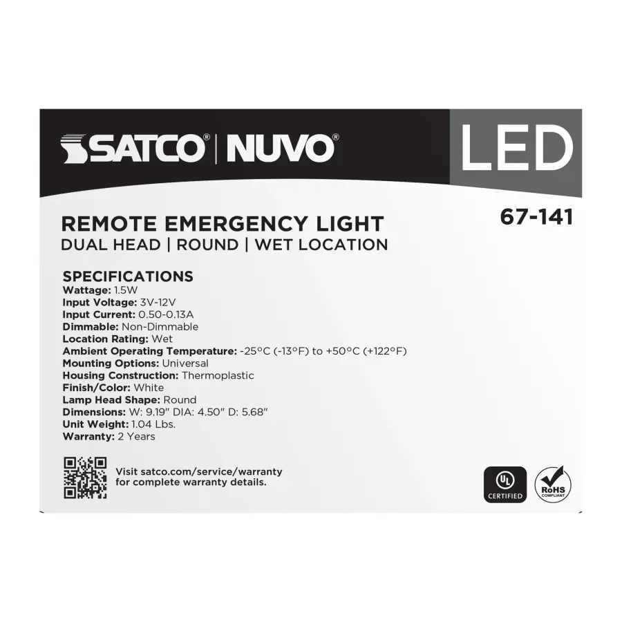Remote Emergency Light - Weatherproof Low Power Dual Head - 3-12V 1.5W - White Finish - Image 8