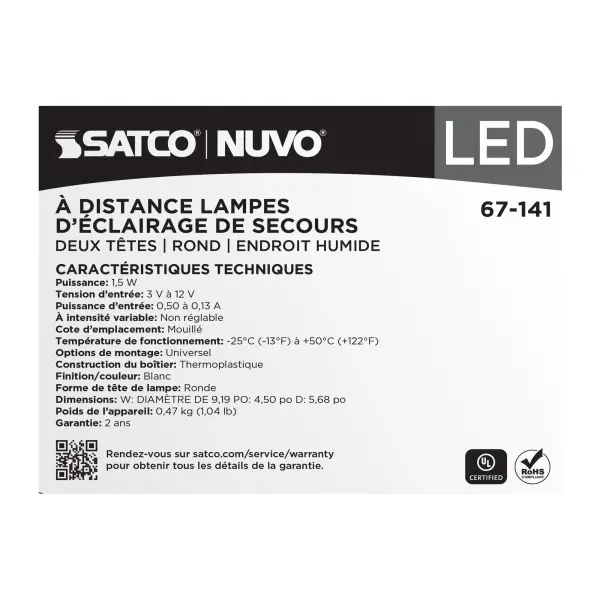 Remote Emergency Light - Weatherproof Low Power Dual Head - 3-12V 1.5W - White Finish - Image 9