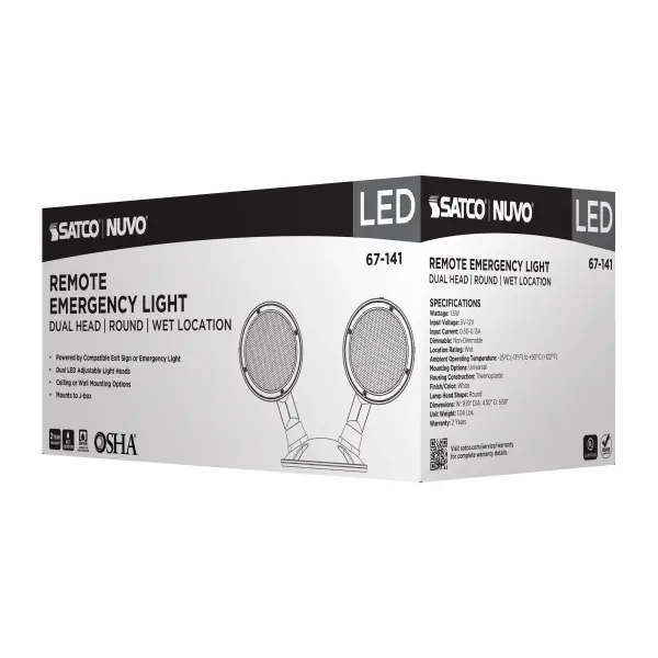 Remote Emergency Light - Weatherproof Low Power Dual Head - 3-12V 1.5W - White Finish - Image 10