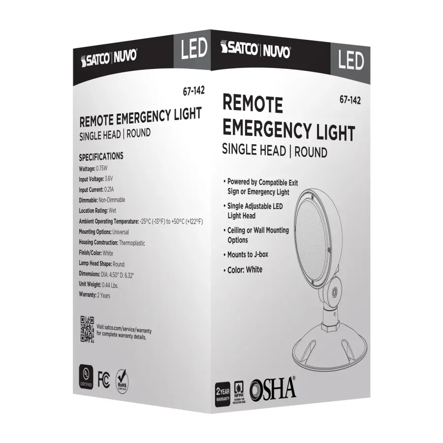Remote Emergency Light - 0.75 Watt - Weatherproof Low Power Single Head - White Finish - 3.6 Volt - Image 11