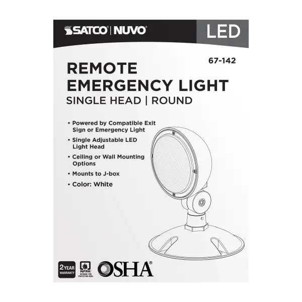 Remote Emergency Light - 0.75 Watt - Weatherproof Low Power Single Head - White Finish - 3.6 Volt - Image 6
