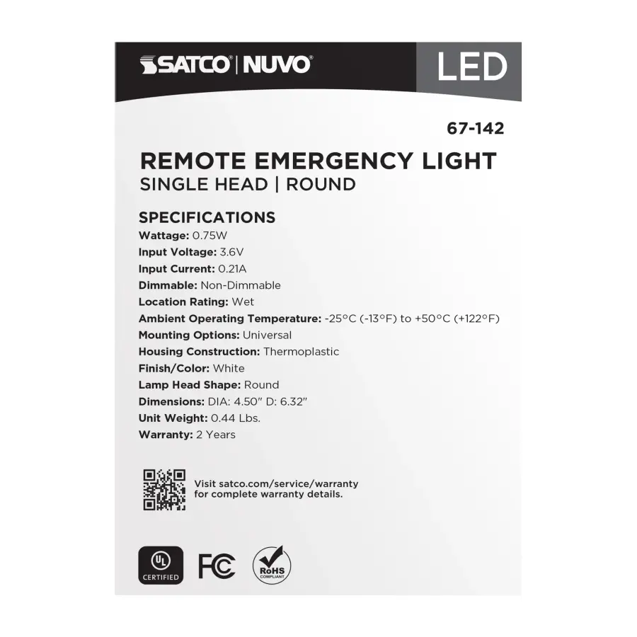 Remote Emergency Light - 0.75 Watt - Weatherproof Low Power Single Head - White Finish - 3.6 Volt - Image 8