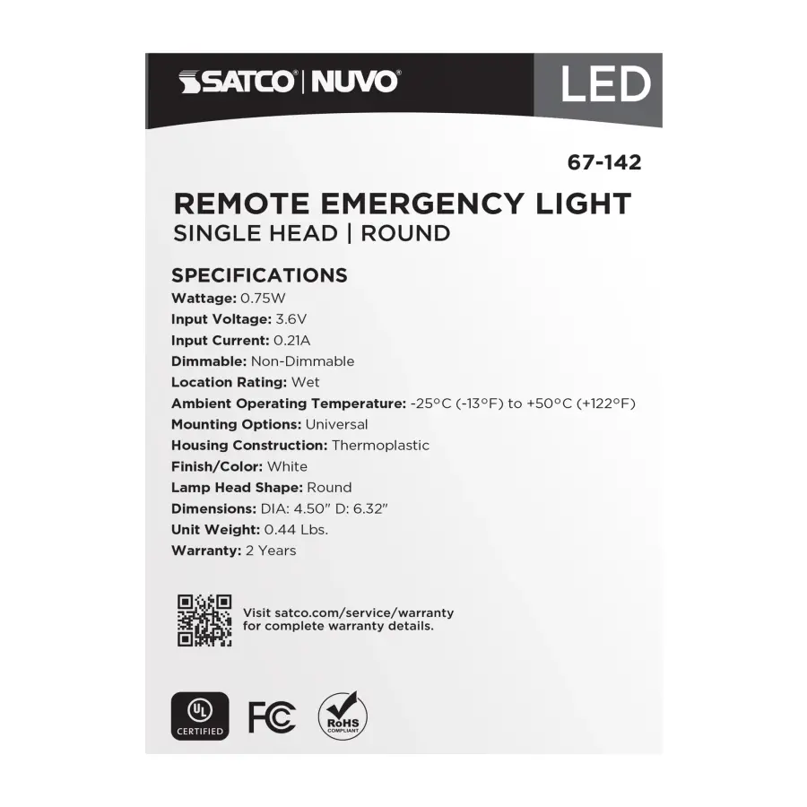 Remote Emergency Light - 0.75 Watt - Weatherproof Low Power Single Head - White Finish - 3.6 Volt - Image 9