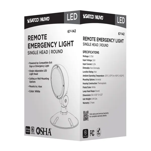 Remote Emergency Light - 0.75 Watt - Weatherproof Low Power Single Head - White Finish - 3.6 Volt - Image 10