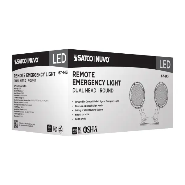 Remote Emergency Light - 1.5 Watt - Weatherproof Low Power Dual Head - White Finish - 3.6 Volt - Image 11