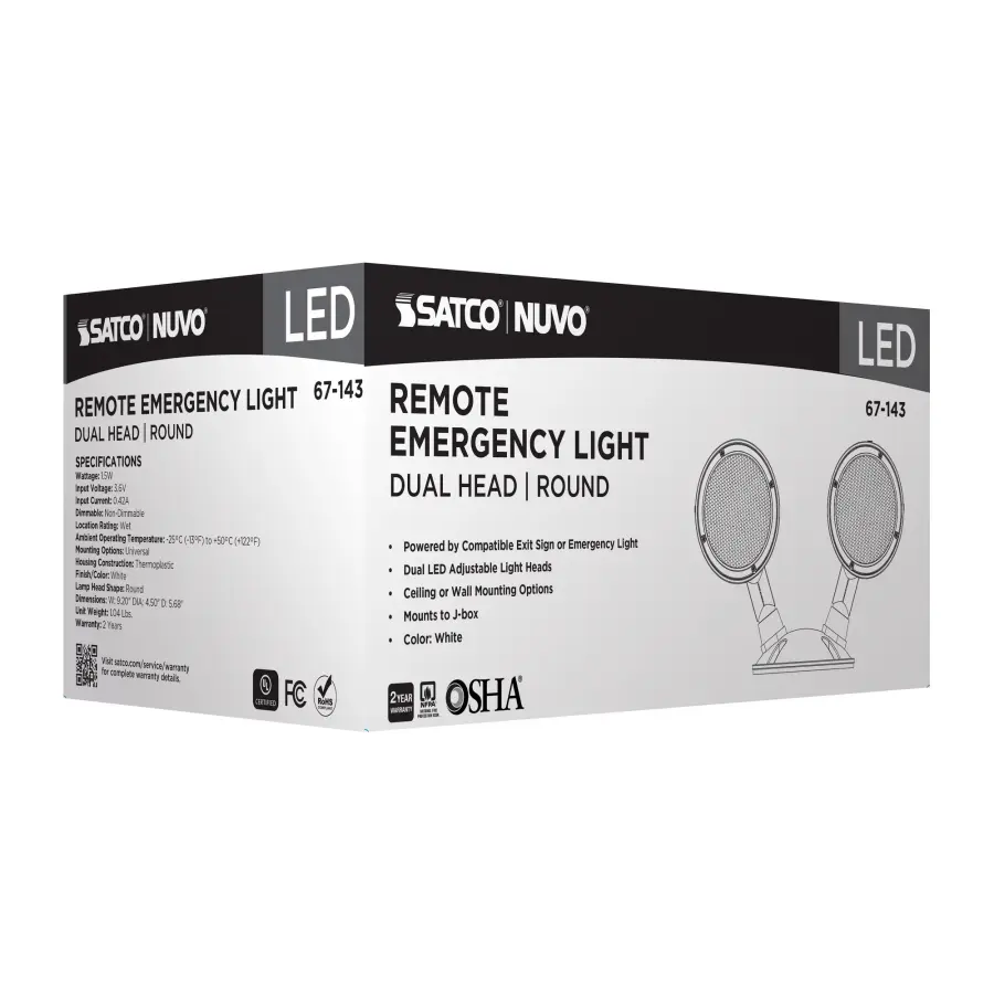 Remote Emergency Light - 1.5 Watt - Weatherproof Low Power Dual Head - White Finish - 3.6 Volt - Image 11