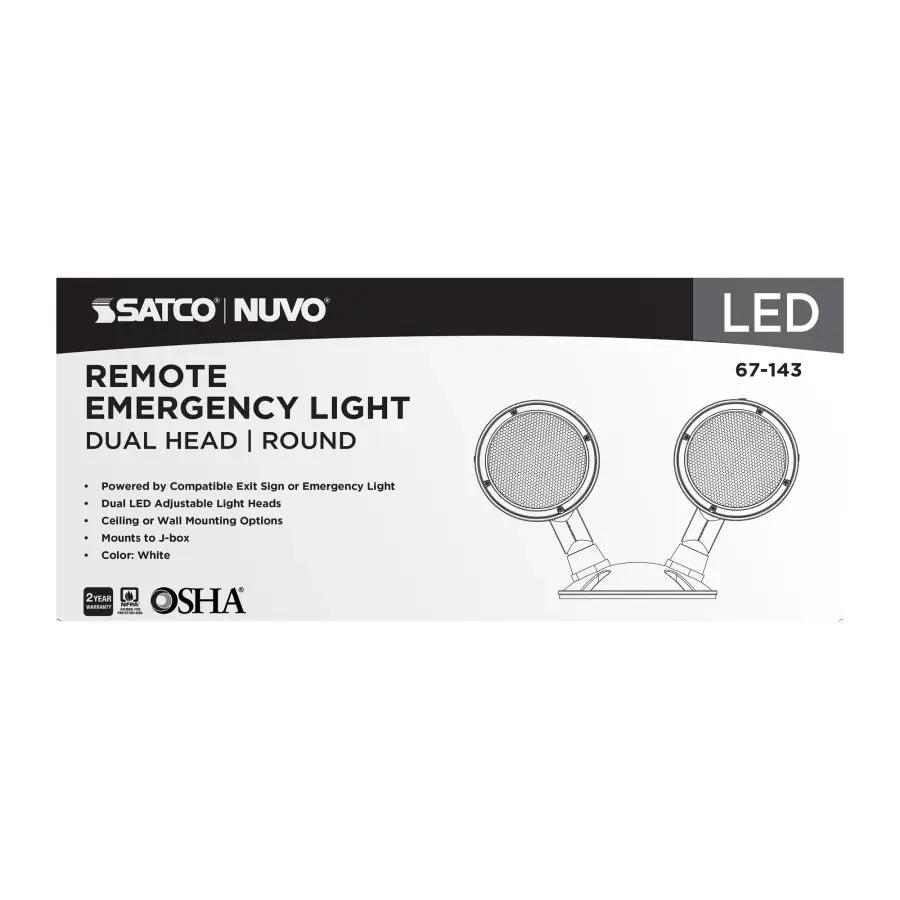 Remote Emergency Light - 1.5 Watt - Weatherproof Low Power Dual Head - White Finish - 3.6 Volt - Image 6