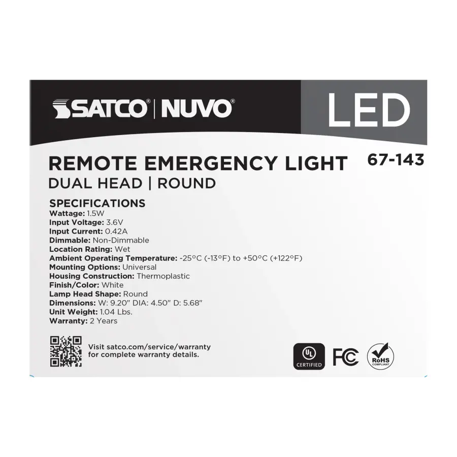 Remote Emergency Light - 1.5 Watt - Weatherproof Low Power Dual Head - White Finish - 3.6 Volt - Image 8